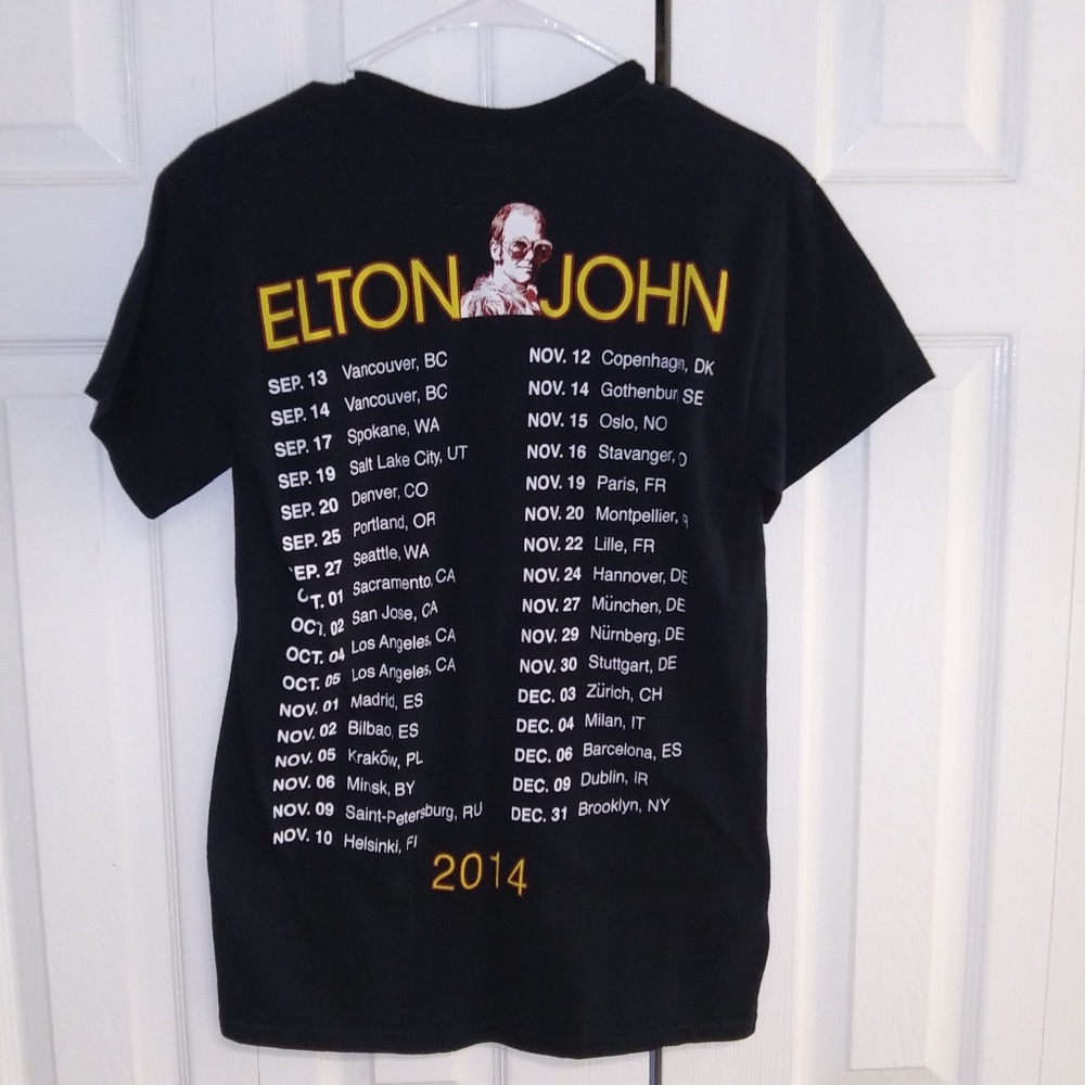 Sir Elton John 2014 World Tour Black Concert T-shirt Boys Small Double Sided - Picture 3 of 8